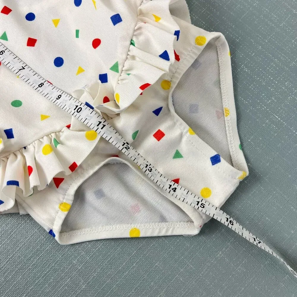 Vintage Colorforms Kids Ruffle Polka Dot Bathing Suit 24 Months USA